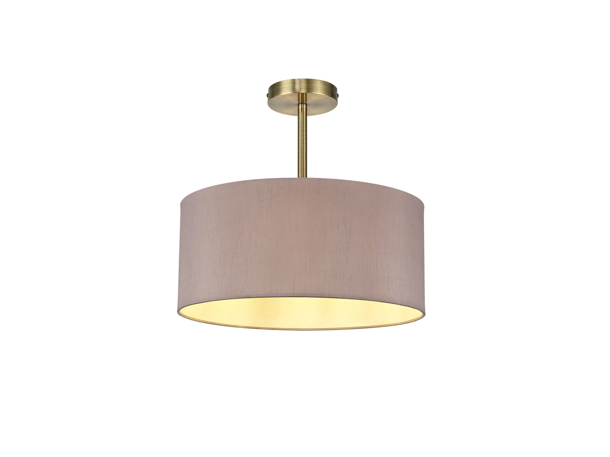 Baymont 40cm Semi Flush 1 Light Antique Brass, Taupe/Halo Gold